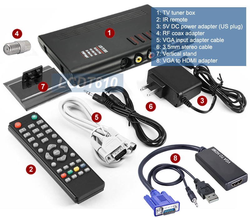 RF Coax AV Video To 1080P HD VGA Converter Switcher Tuner | eBay