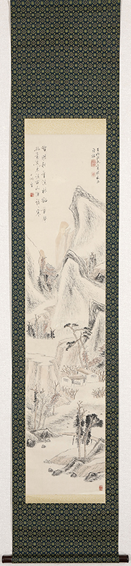 掛け軸 帆足杏雨［秋景山水図］紙本 肉筆 木箱！ 掛け軸 帆足杏雨