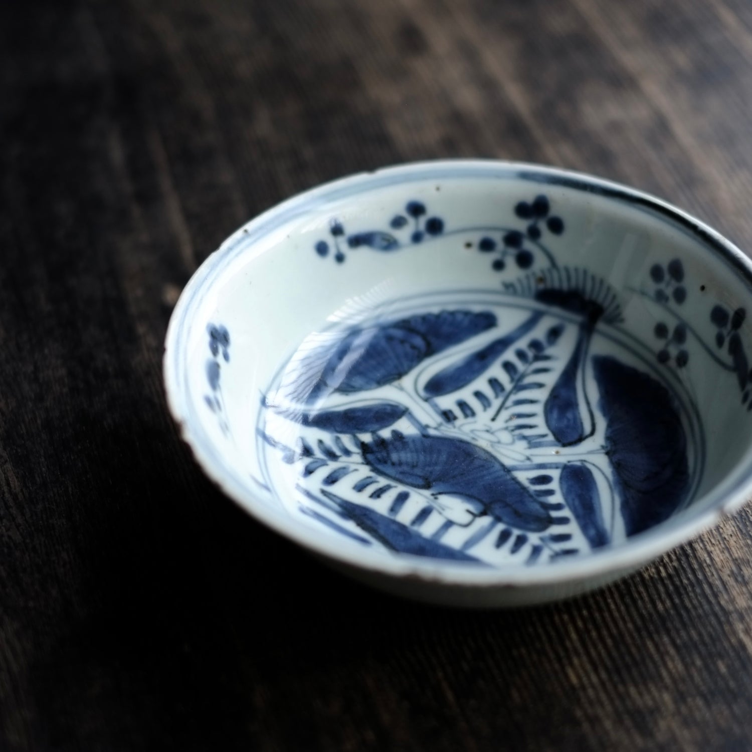 丼 鉢 花文様 金彩 色絵付 染付 窯傷 歪み 共箱 金魚鉢 明治