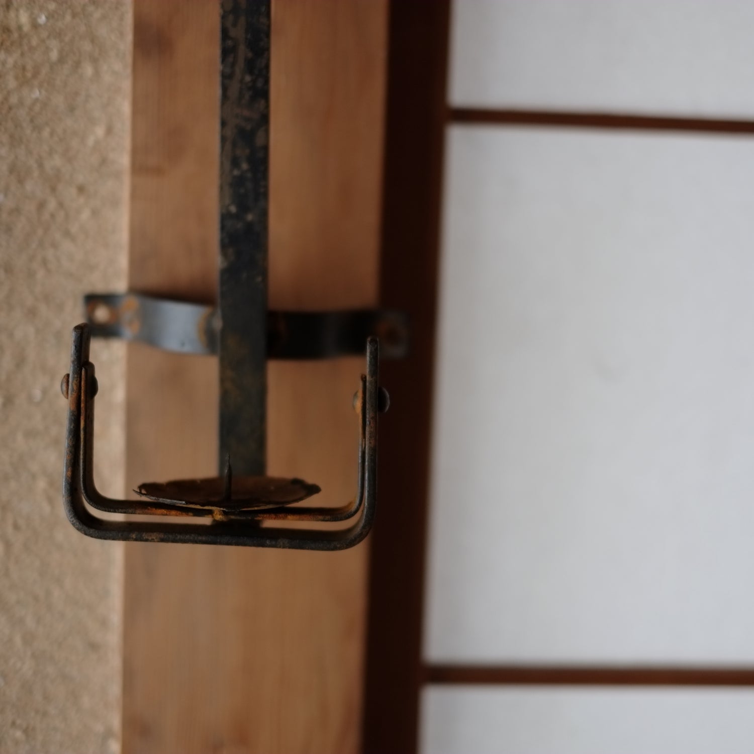 明治時代 鉄製 燭台 持ち手 オブジェ 骨董品 アンティーク 明治時代