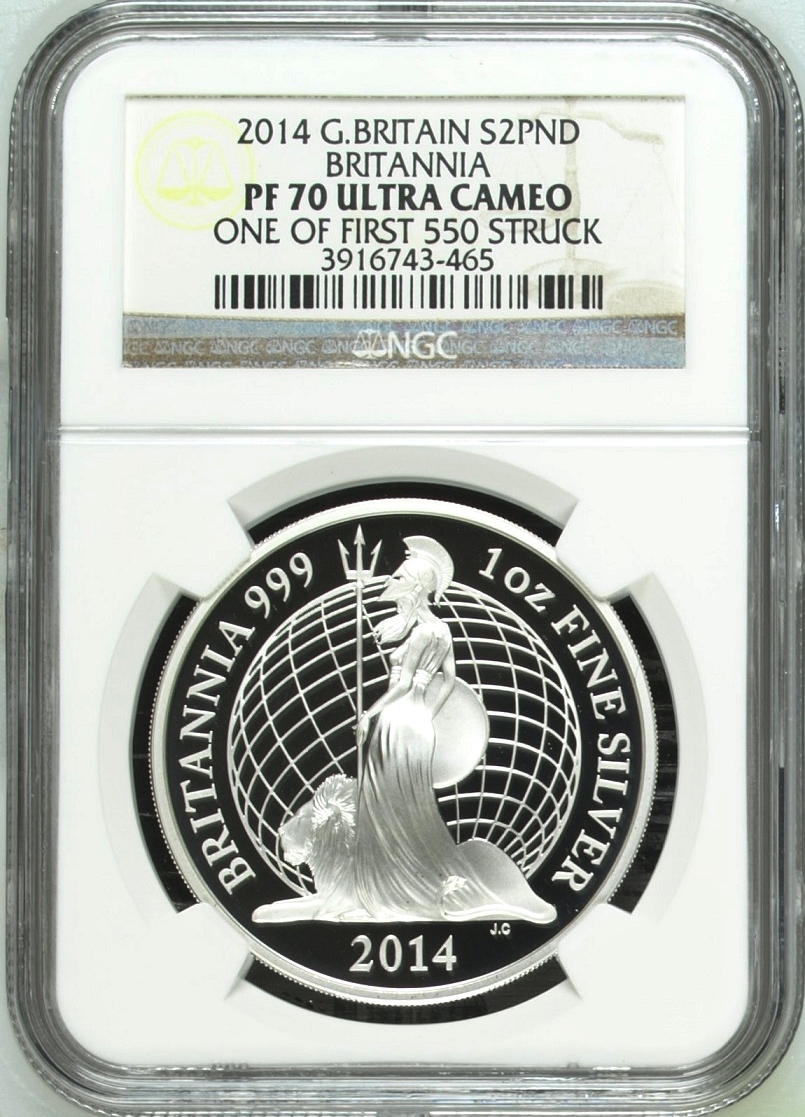 2008 ブリタニア 銀貨 NGC PF69UCウルトラカメオ スラブ欠けあり 2008