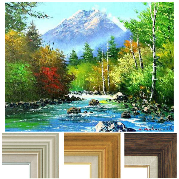 真作島本良平 信濃路（大町）風景 F6号 油彩画 額装品 洋画 F6