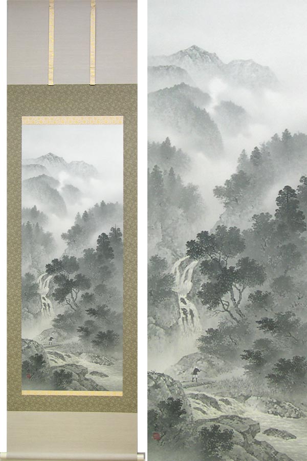 山水画 水墨画 掛軸 和紙 楽天市場】掛け軸 掛軸（かけじく）販売店