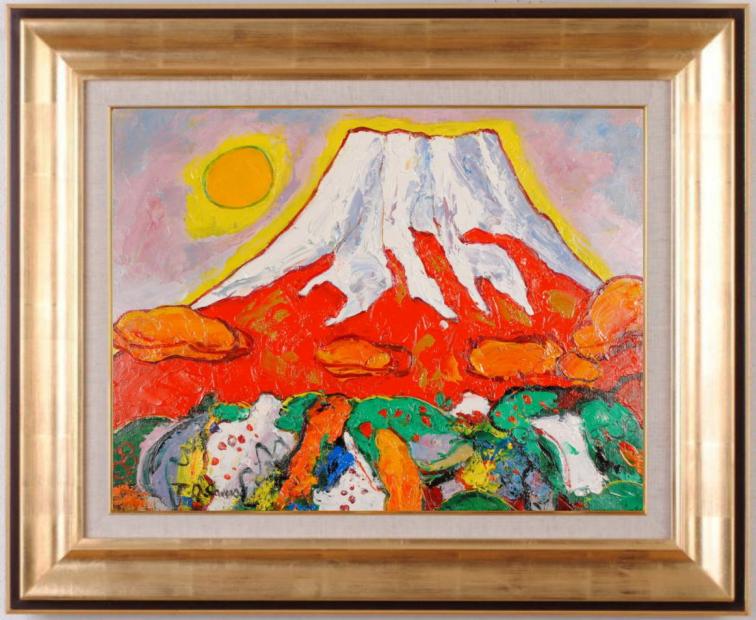 楽天市場】『 黎明 赤富士 』 彫金工芸 富士山 絵画 額装 彫金名工