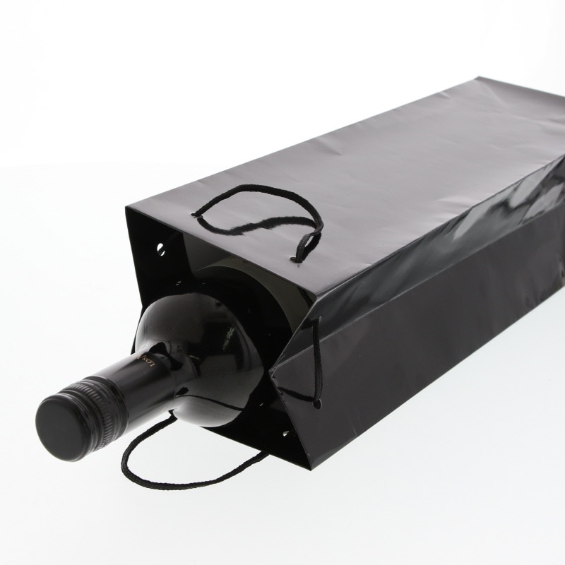 HEIKO 紙袋 ブライトバッグ ワイン1本用 クロ 10枚/袋 006459201 包装