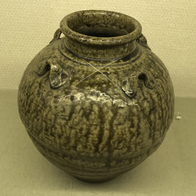 褐釉四耳壺（呂宋壺）】 フィリピン渡来 ルソン壺 呂宋助左衛門 褐釉四