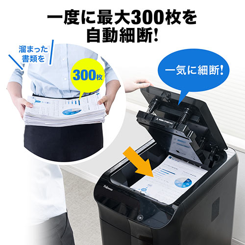SHD038/オートフィードシュレッダー 300枚自動給紙 4×38mm クロス