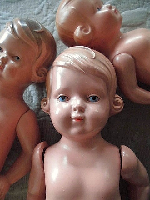 サイズ違いのセルロイドドール 3体セット ドイツ タートル亀のマーク