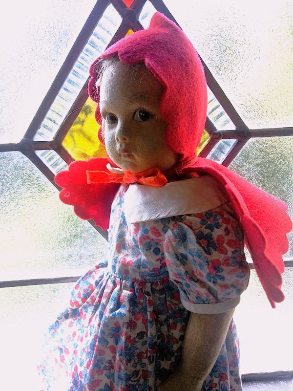 LENCI DOLL アンティークのレンチ・ドール 赤い頭巾の人形 31cm LENCI