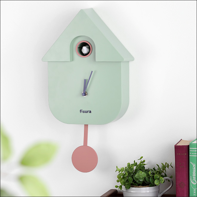 掛け時計 振り子時計 fisura カッコークロック オシャレ おしゃれ 22cm