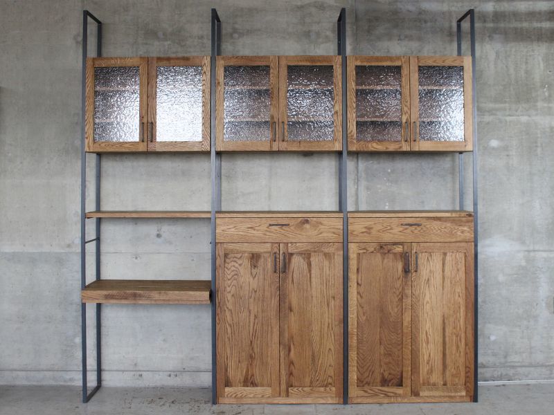 ≪シェルフ≫【158-キッチンシェルフ/W2367×D350×H2395/無垢木+