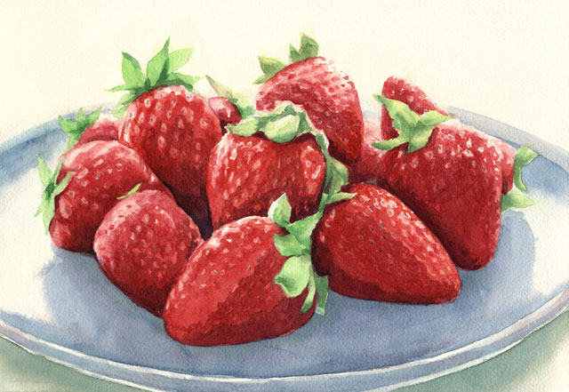 値下げ交渉あり。超美品！1点物の原画 苺（いちご）アクリル画 絵画