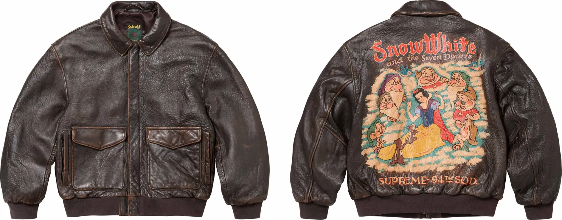 Supreme®/Schott® Snow White Hand-Painted Leather A2 Jacket