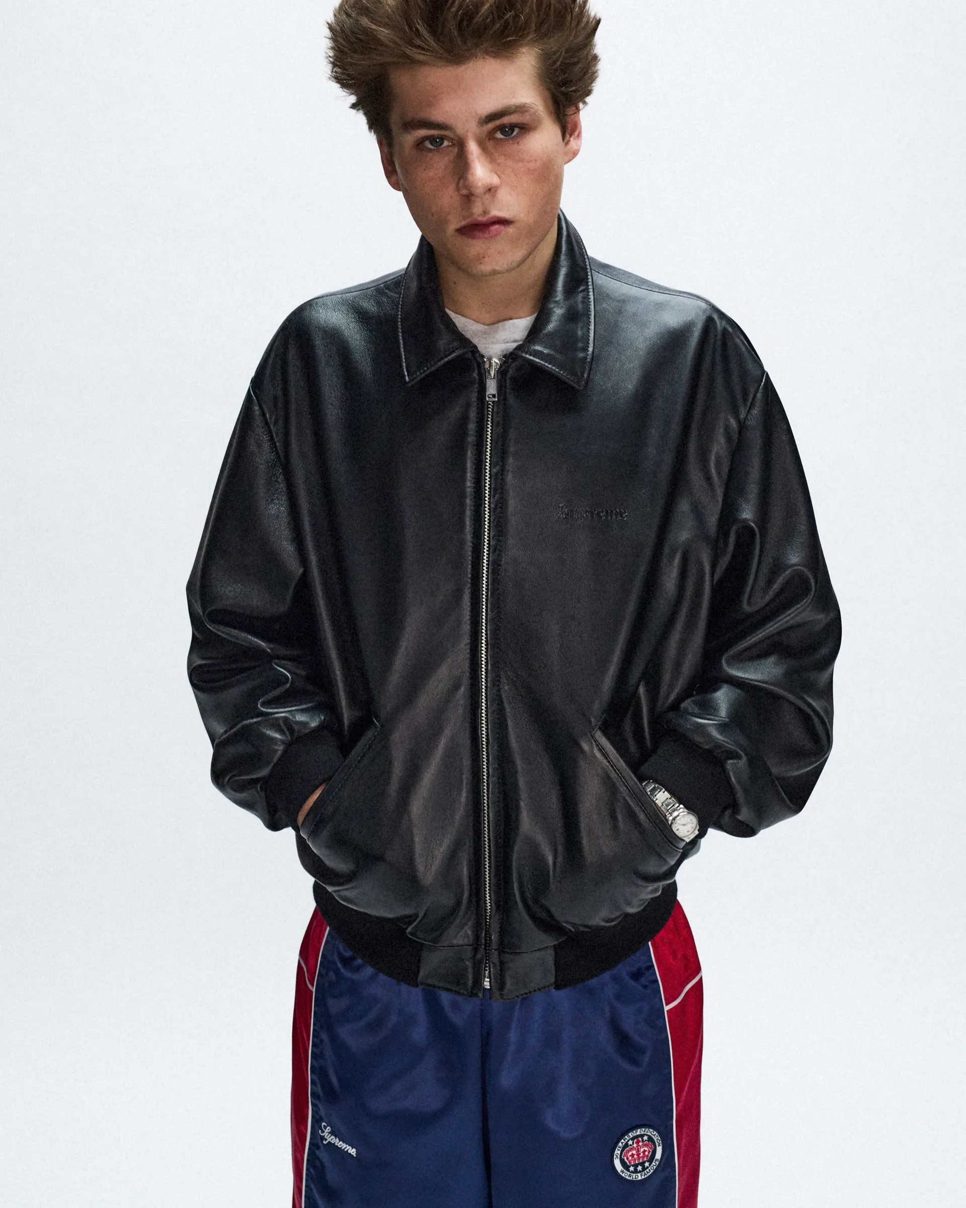 Supreme Schott Hooded Leather Jacket