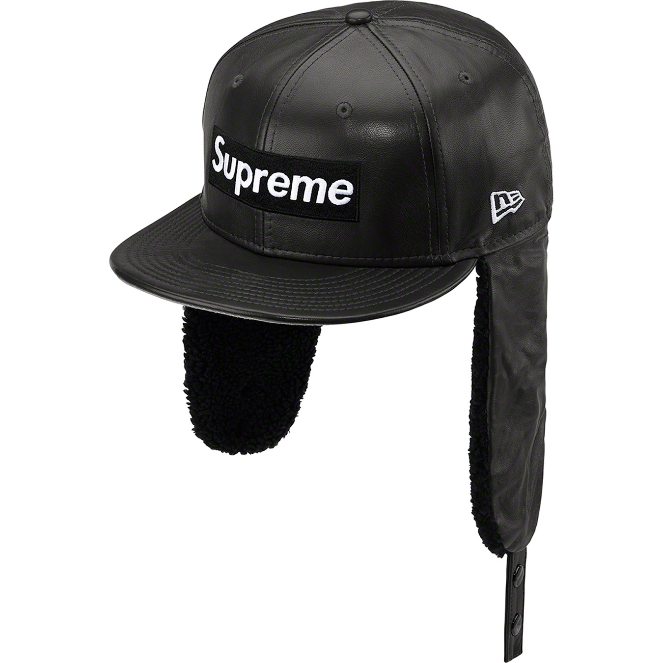 Leather Earflap Box Logo New Era® | Supreme 22fw