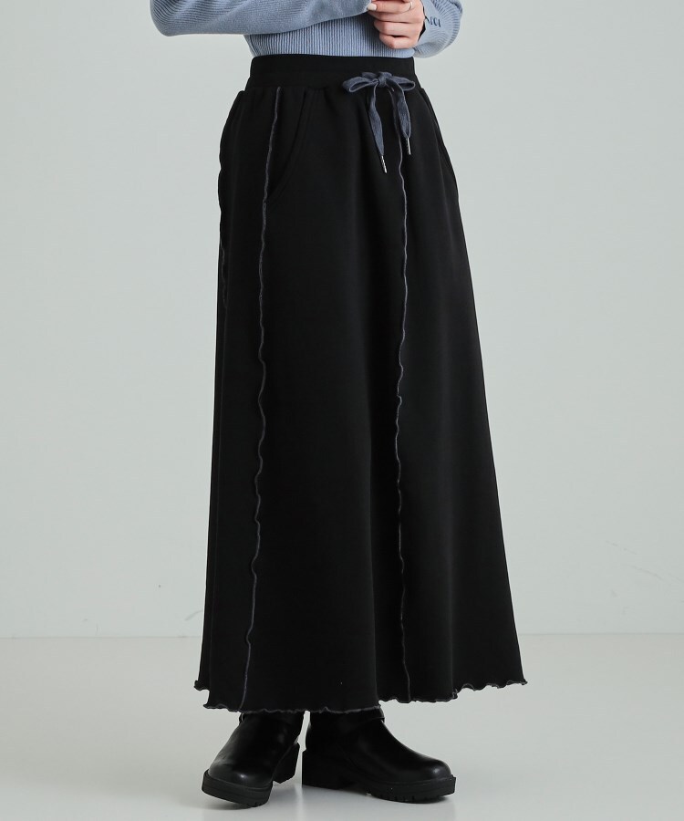 ◇【セットアップ可/あったか裏起毛】配色メロウ ロングスカート