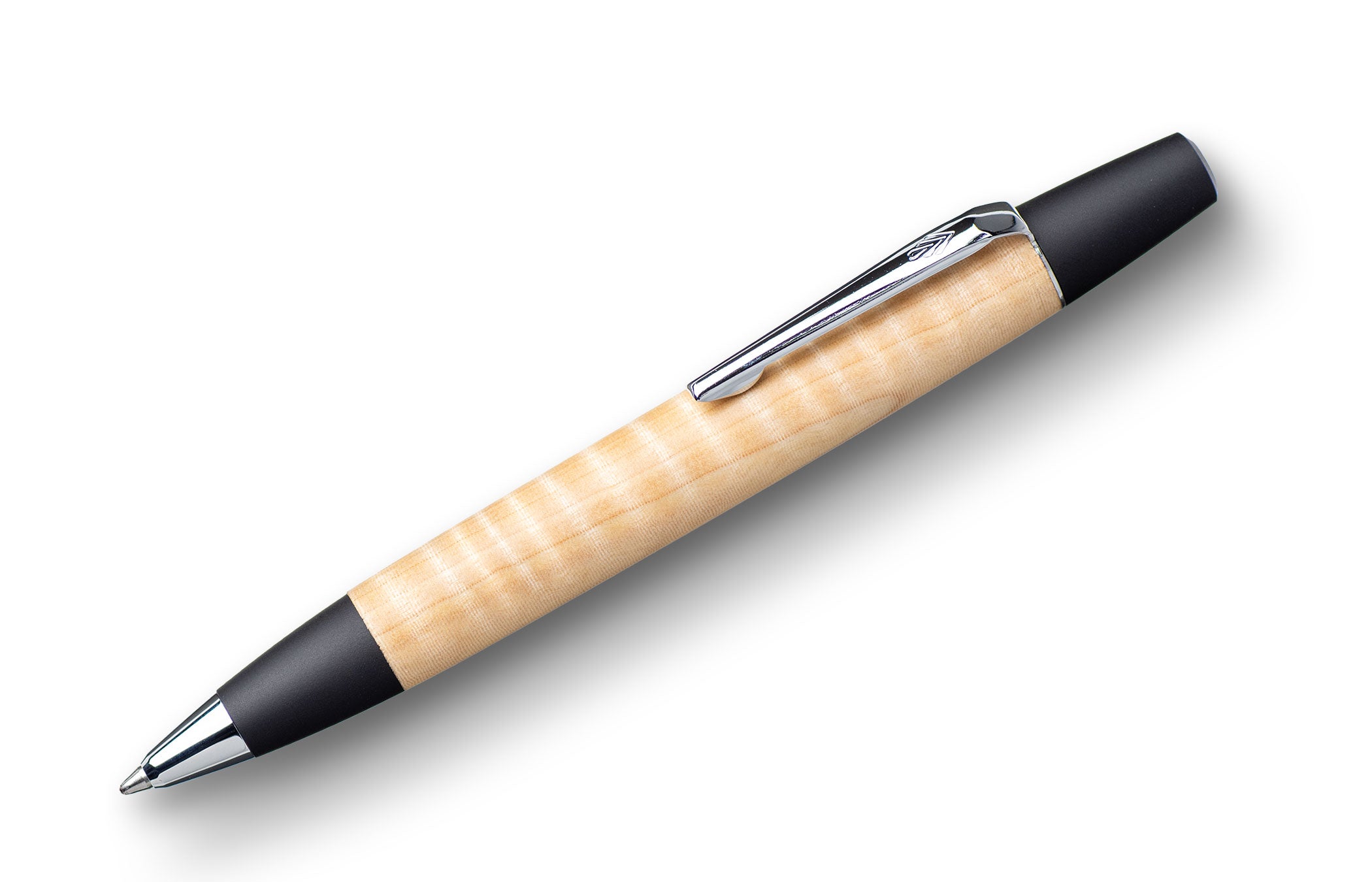 新品野原工芸 栃縮杢 新型シャーペン0.5mm シルバー(SANZOクリップ)