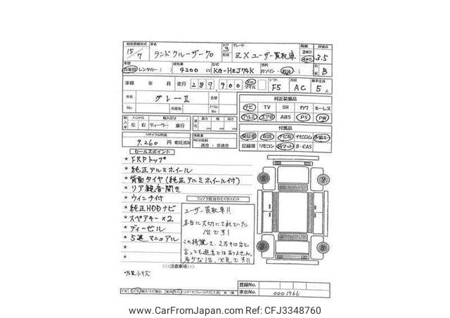 2003 Toyota Land Cruiser 70 KG-HZJ74K 4WD - Car Price $11,189