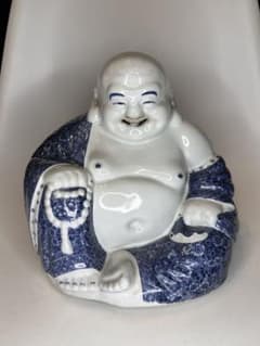 茂記生造 銘あり（底款） 青花染付 陶製仏像 置物／観賞用 時代物