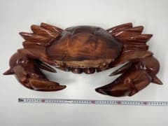 稀少 木彫り 大きい 蟹 カニ 木製 置物 木工 工芸品 飾り 隠し収納