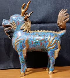 麒麟 七宝焼き 倣古 置物 中国 大きい オブジェ 工芸品 インテリア