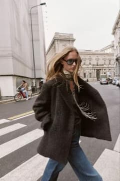 ZARA ブークレダブルブレストミディ丈コート 新品M - メルカリ