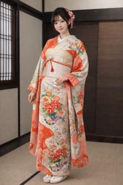 振袖フルセット6点サイズS〜M駒刺繍 絞り 花車文 暈し染め 金彩 正絹