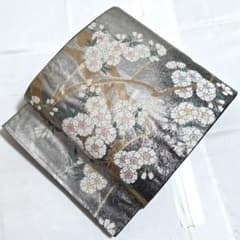 B◇着物くつろぎ 桜の花模様 金銀糸 六通 正絹 フォーマルな袋帯 23