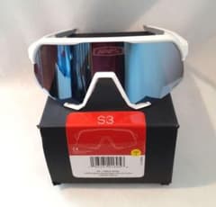 100% S3 ホワイト ブルー ワンハンドレッド サングラス - メルカリ