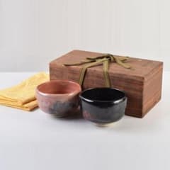 茶道具 吉村楽入作 赤楽茶碗 黒楽茶碗 一双 共箱 C 8998 - メルカリ