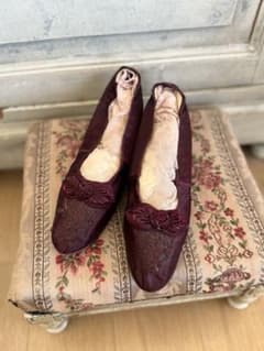 フランスアンティークビーズ刺繍シルクのリボンヴィクトリアンソワレ