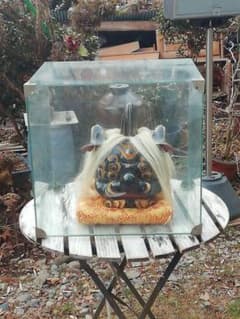 獅子舞の獅子頭/ 耐熱ガラスケース入り/ 耐熱ガラスケースだけでも高額