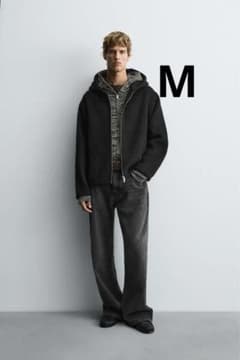 ZARA】／アワレガ酷似／フェイクファーシャツジャケット フード付き M
