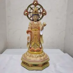Bフライデー蔵出し特価 美しい仏像☆ヒバ材 淡彩色錐金 吉祥天6寸