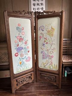花柄刺繍 木製パーテーション