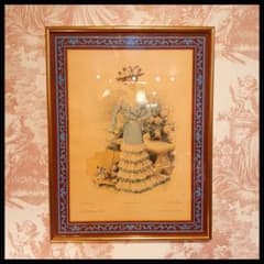 貴重 1900年作品 絵画 『100年前のフランス貴婦人』 手彩色 貴重1900年代