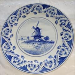 オランダデルフト焼き幸運を呼ぶ月と天使の陶器オーナメント