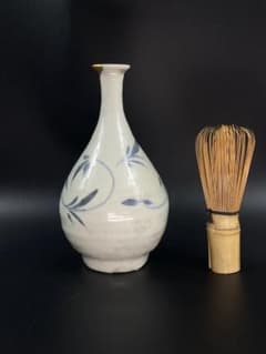 陶芸家作家物加藤静允染付網目文徳利酒器一輪挿し初期伊万里写共箱