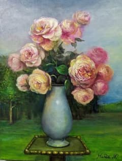 ☆画家haru☆油彩画F6号薔薇☆真作、原画、一点物。