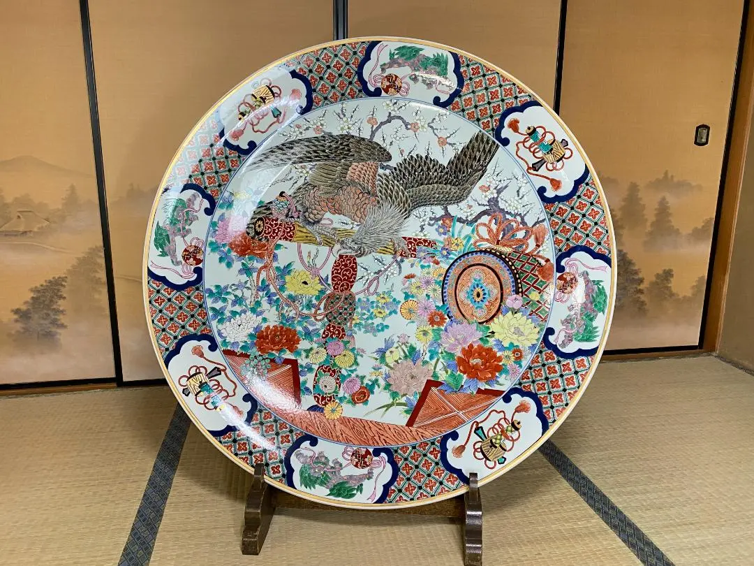 GMGH69○有田焼 神右衛門 最高級 大皿 飾皿 伝統工芸品 山水絵 大作