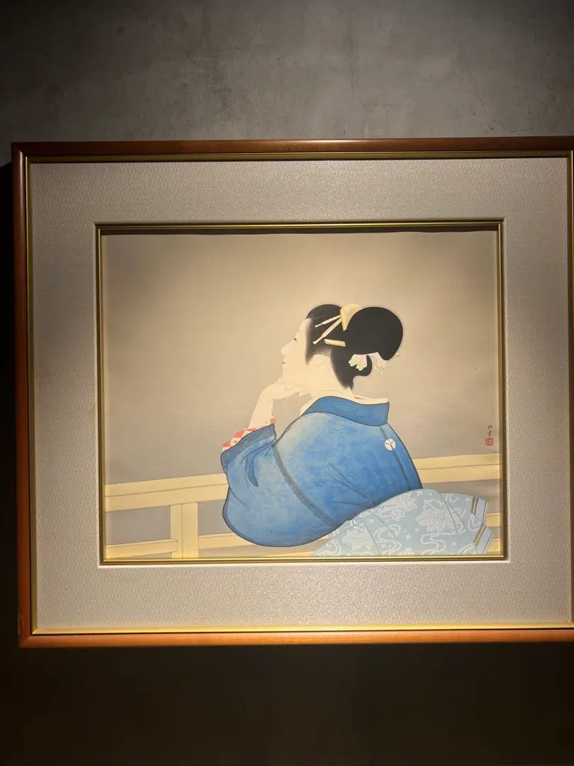 上村松園「夕暮」シルクスクリーン 絹本 上村淳之監修の証明シール有