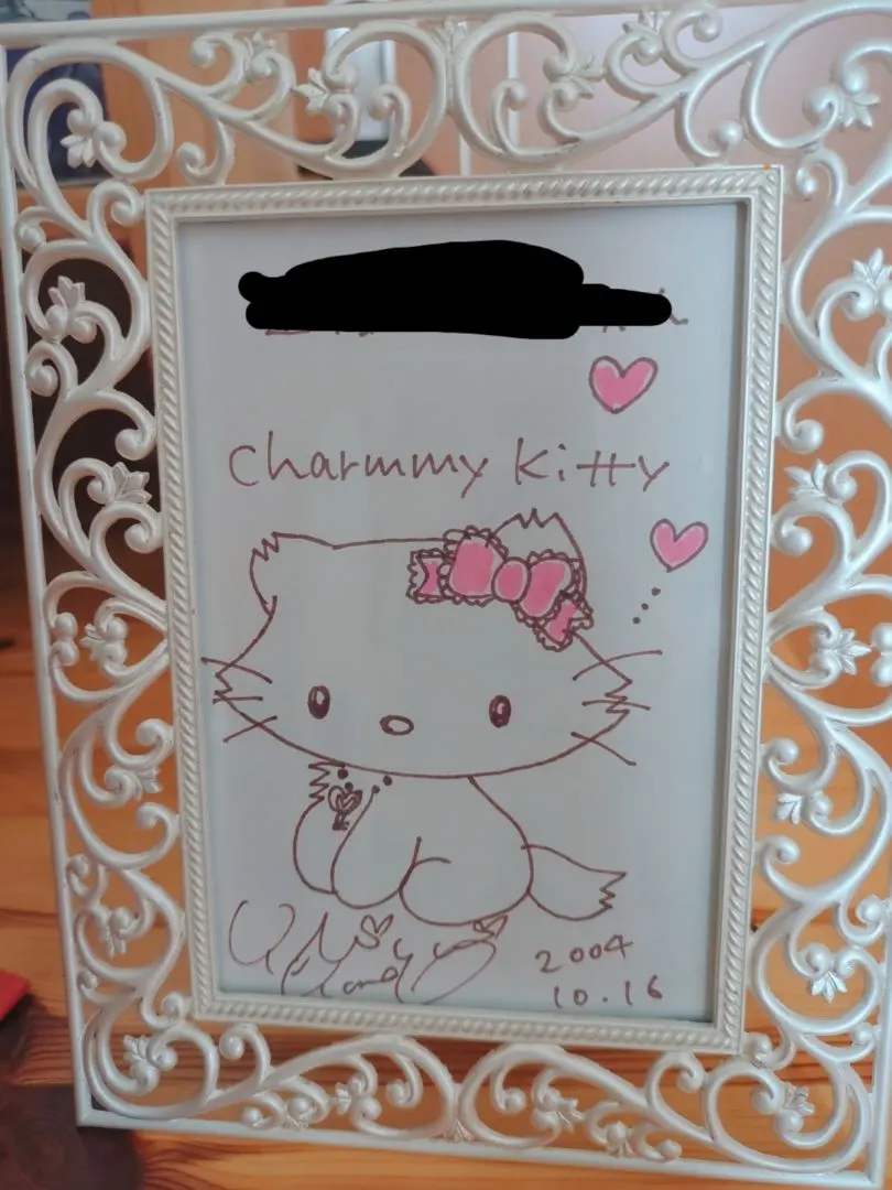 レア！キティちゃん40周年ファブリックボード直筆山口裕子先生サインあり