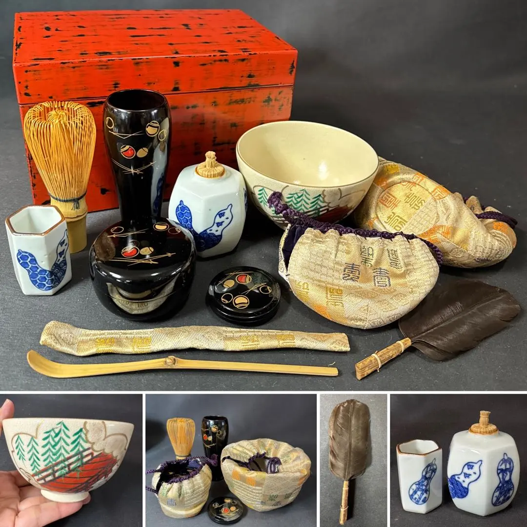 J05 免運茶箱套組塗漆茶箱茶碗茶棗香合茶道具茶筅仕覆‐ Mercari 日本