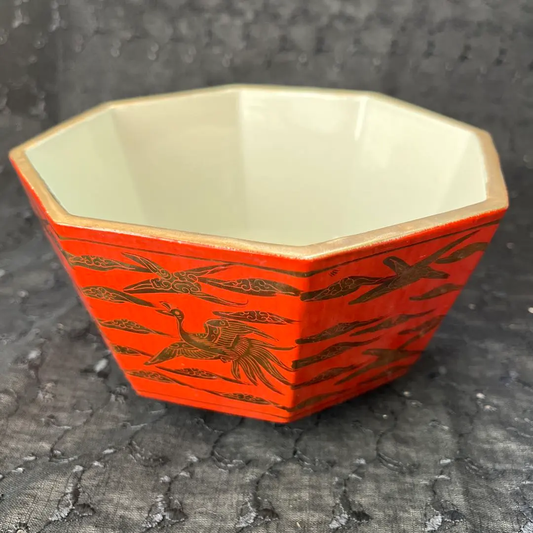 鉢□古い赤絵菓子鉢「永楽保全作」満玉金堂 稀 弁慶 花唐草 丸鉢