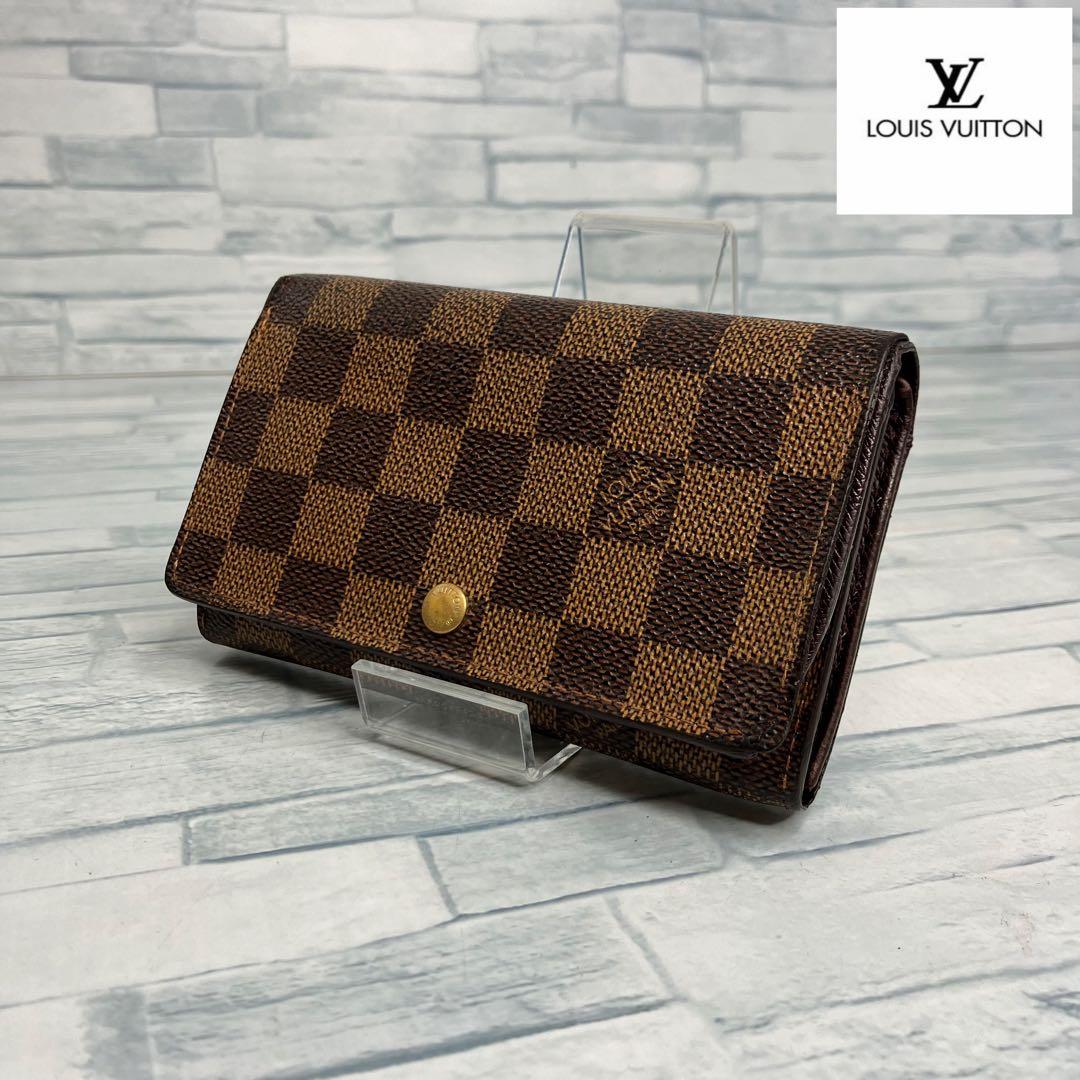 極美品 55 LOUIS VUITTON ルイヴィトン ダミエ 二つ折り財布 レディース