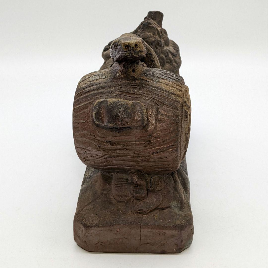 西川政美 備前焼 巳置物 ヘビ 蛇 打ち出の小槌 細工物 金運 財運 インテリア