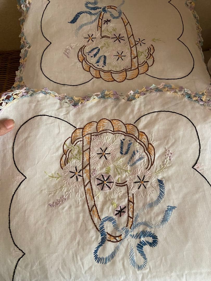 フランスアンティーク 刺繍 シルク ケース アンティークフランス更紗