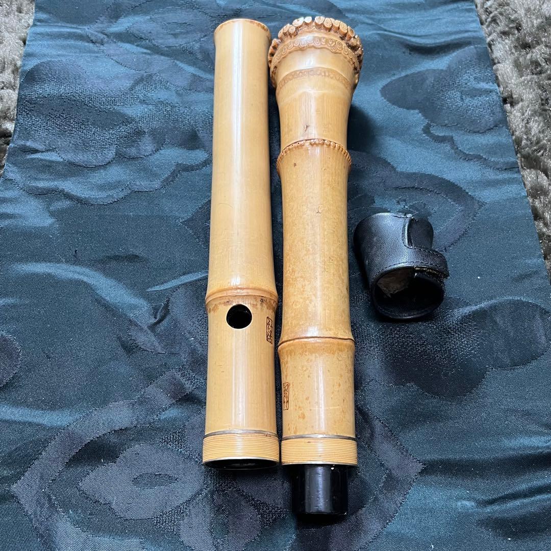 尺八 琴古流 竹治 2印 1尺6寸管 中継ぎ籐巻き銀