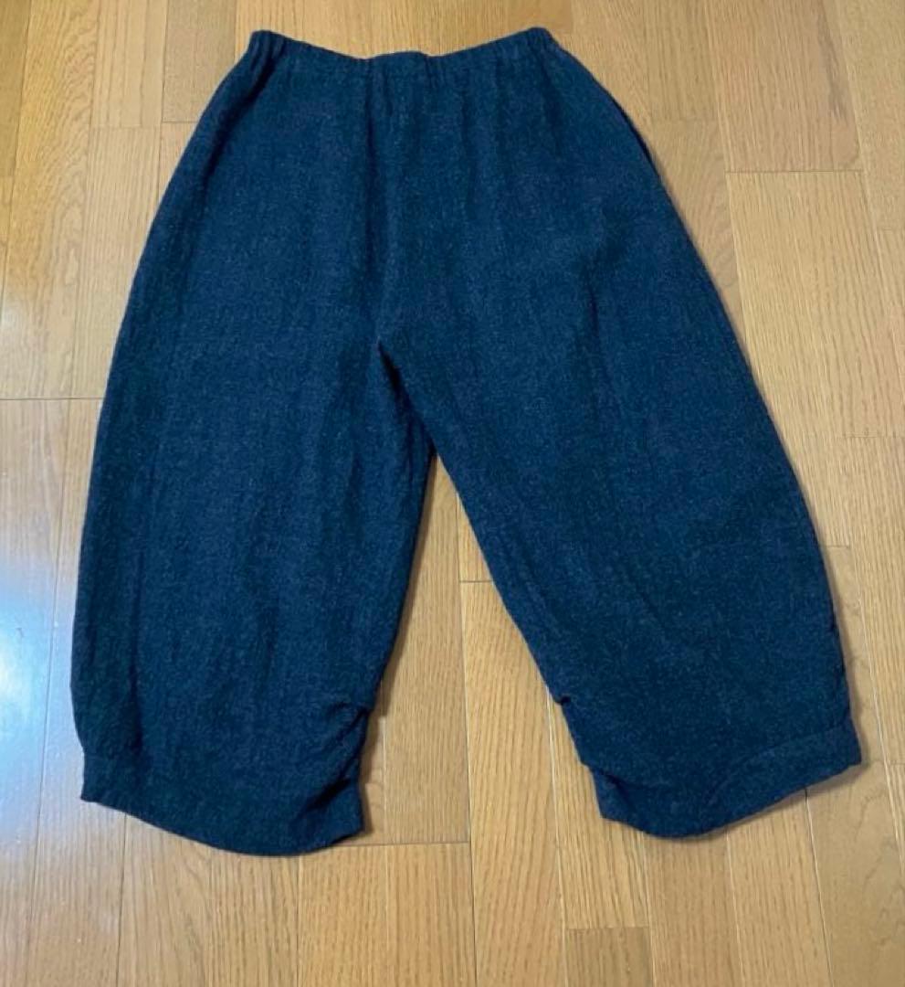 お値下げ‼️芽風 ダークグレー ウールサルエルパンツ ゴムウエスト