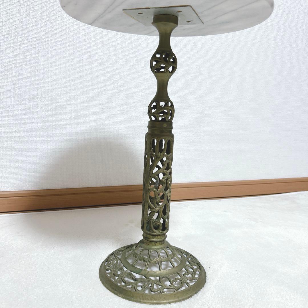 アンティーク 真鍮製 ヴィンテージ 大理石 サイドテーブル 花台